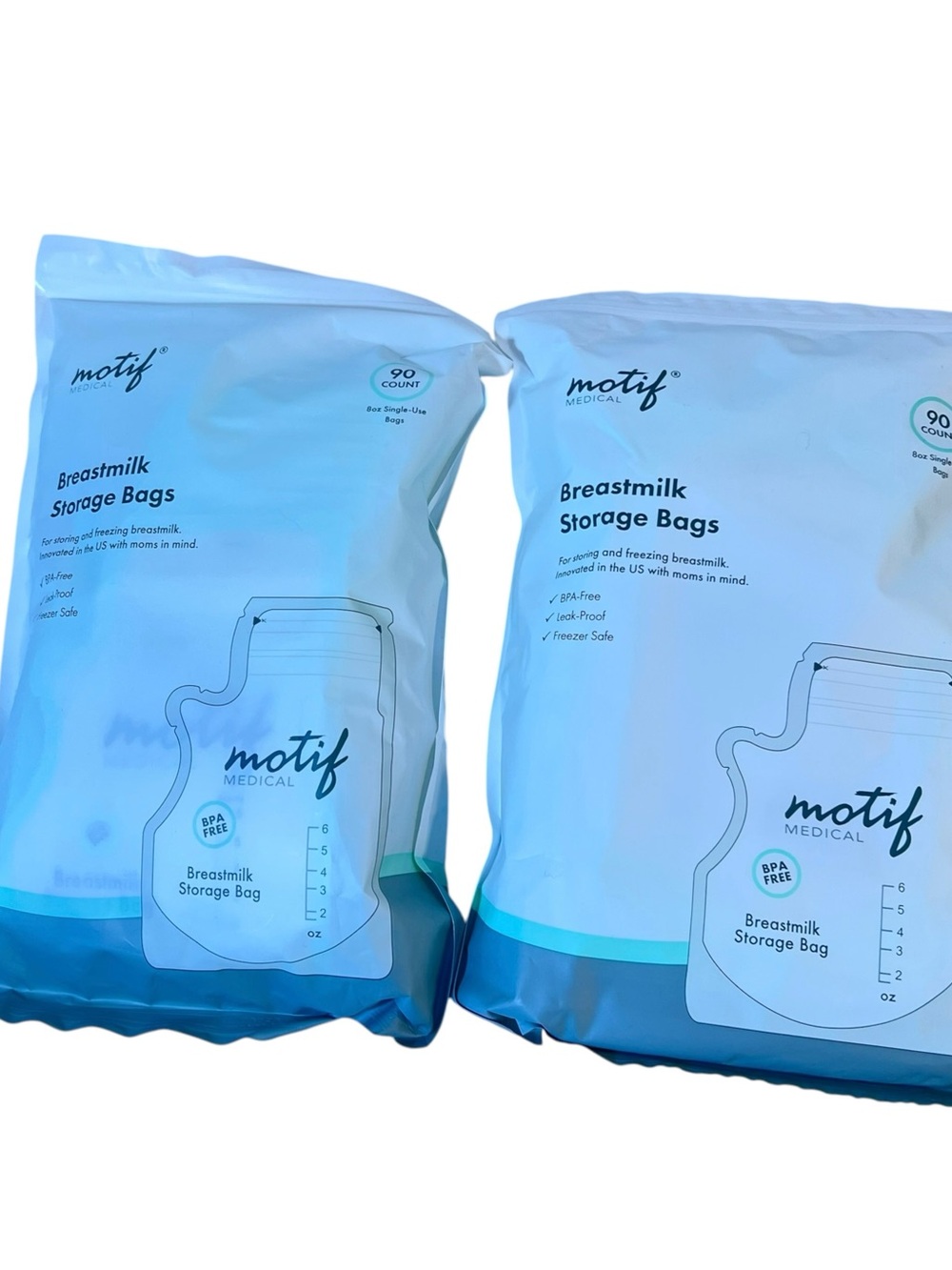 Motif Breastmilk Storage Bags - Lot of 2 (90 Count Each) New Factory Sealed
